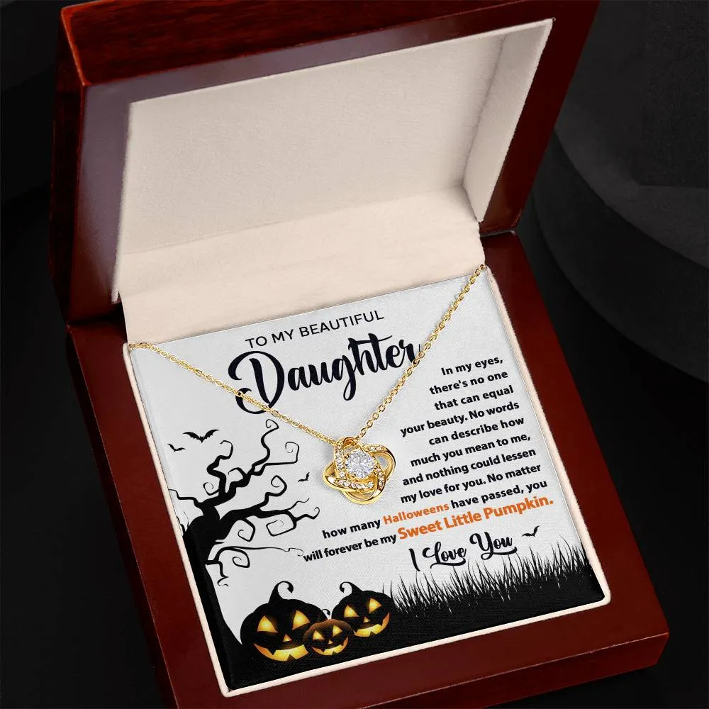 To My Beautiful Daughter Sweet Little Pumpkin | Love Knot Necklace