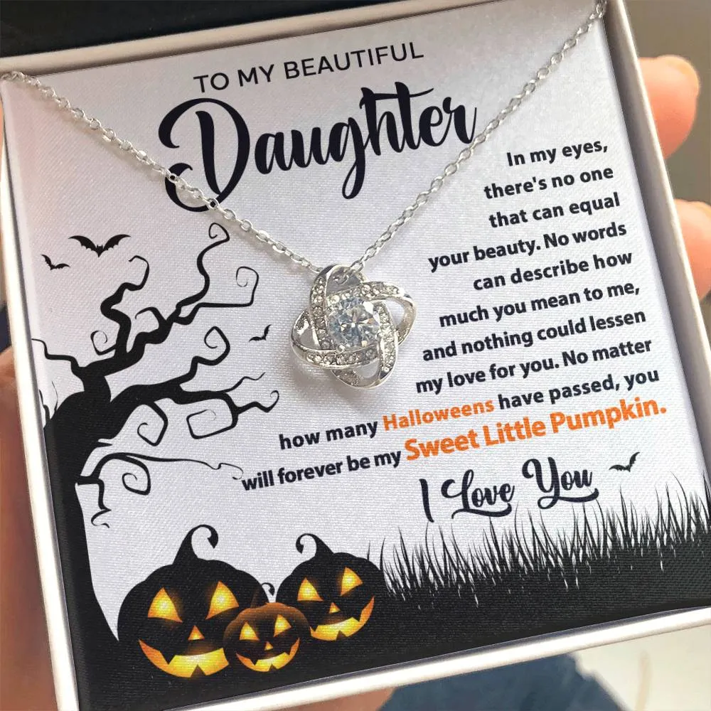 To My Beautiful Daughter Sweet Little Pumpkin | Love Knot Necklace