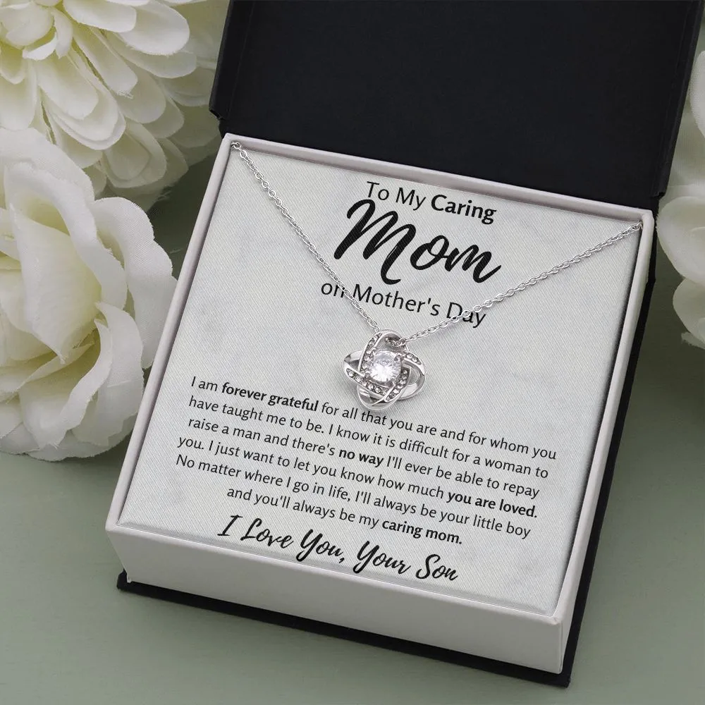 To My Caring Mom on Mother's Day Love Knot Necklace