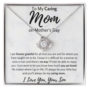 To My Caring Mom on Mother's Day Love Knot Necklace