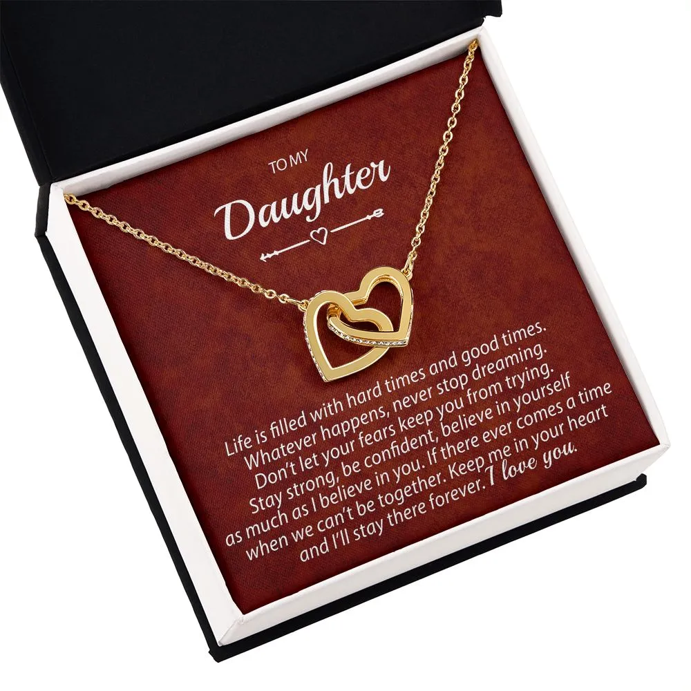 To My Daughter - Keep Me In Your Heart - Interlocking Hearts Necklace - IHNDaughterM001