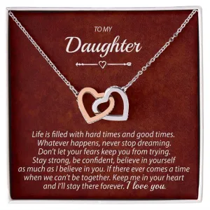 To My Daughter - Keep Me In Your Heart - Interlocking Hearts Necklace - IHNDaughterM001