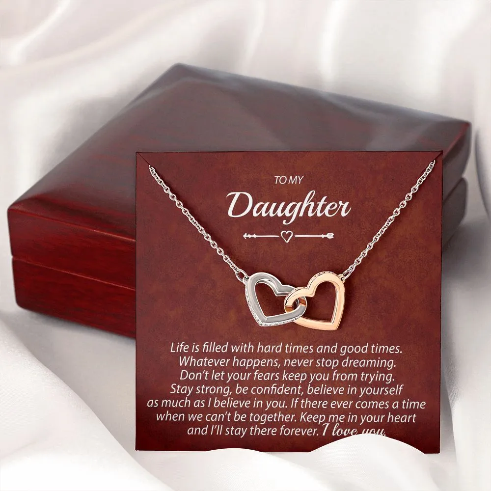 To My Daughter - Keep Me In Your Heart - Interlocking Hearts Necklace - IHNDaughterM001