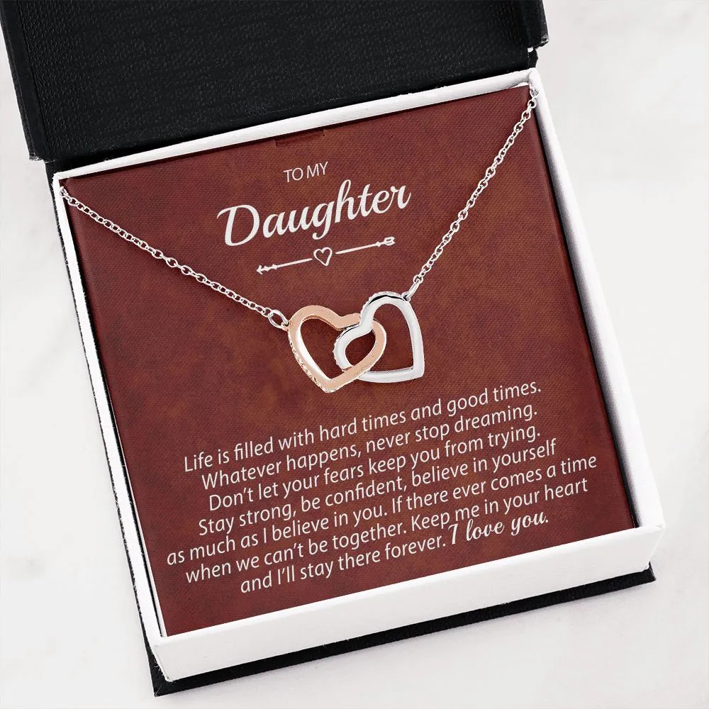 To My Daughter - Keep Me In Your Heart - Interlocking Hearts Necklace - IHNDaughterM001