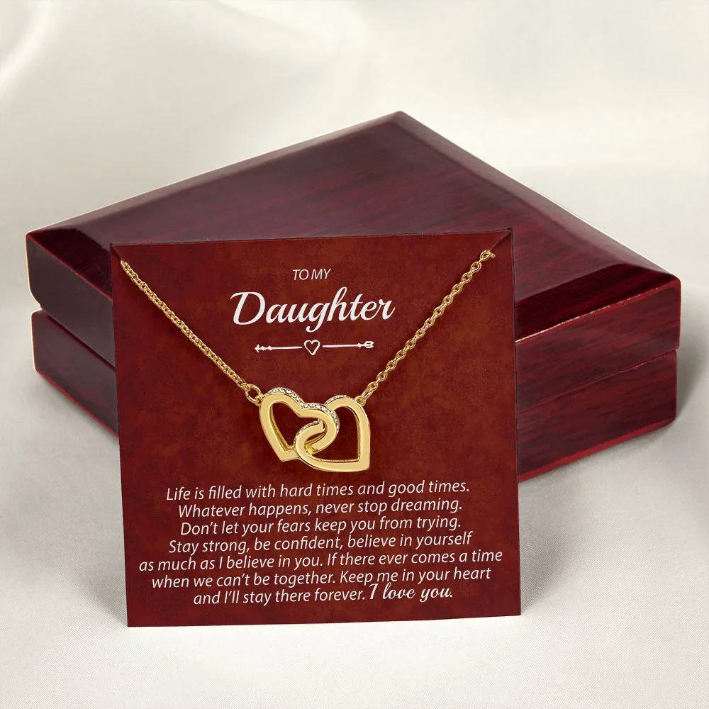 To My Daughter - Keep Me In Your Heart - Interlocking Hearts Necklace - IHNDaughterM001