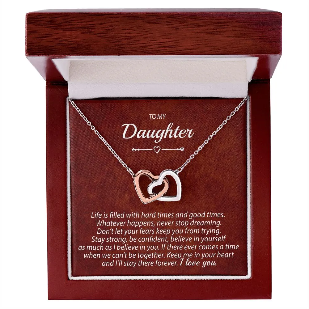 To My Daughter - Keep Me In Your Heart - Interlocking Hearts Necklace - IHNDaughterM001