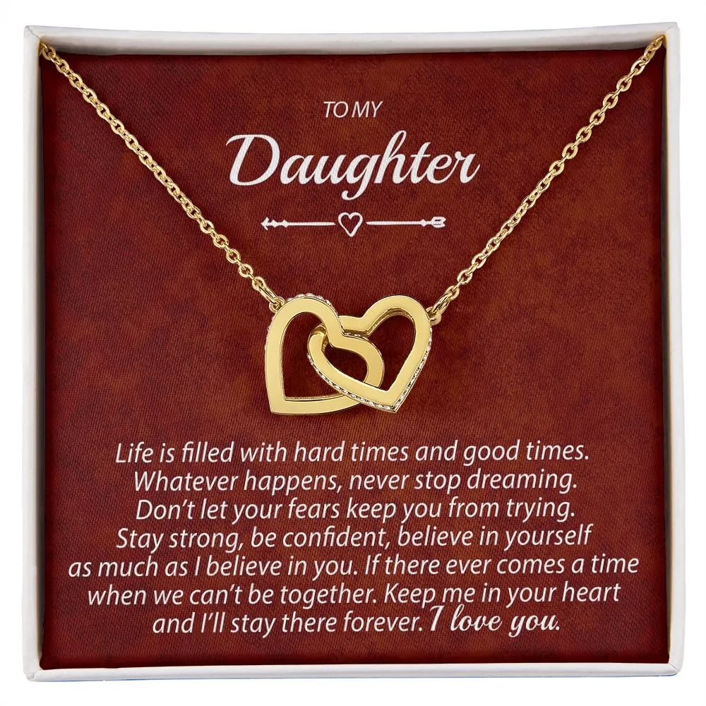 To My Daughter - Keep Me In Your Heart - Interlocking Hearts Necklace - IHNDaughterM001