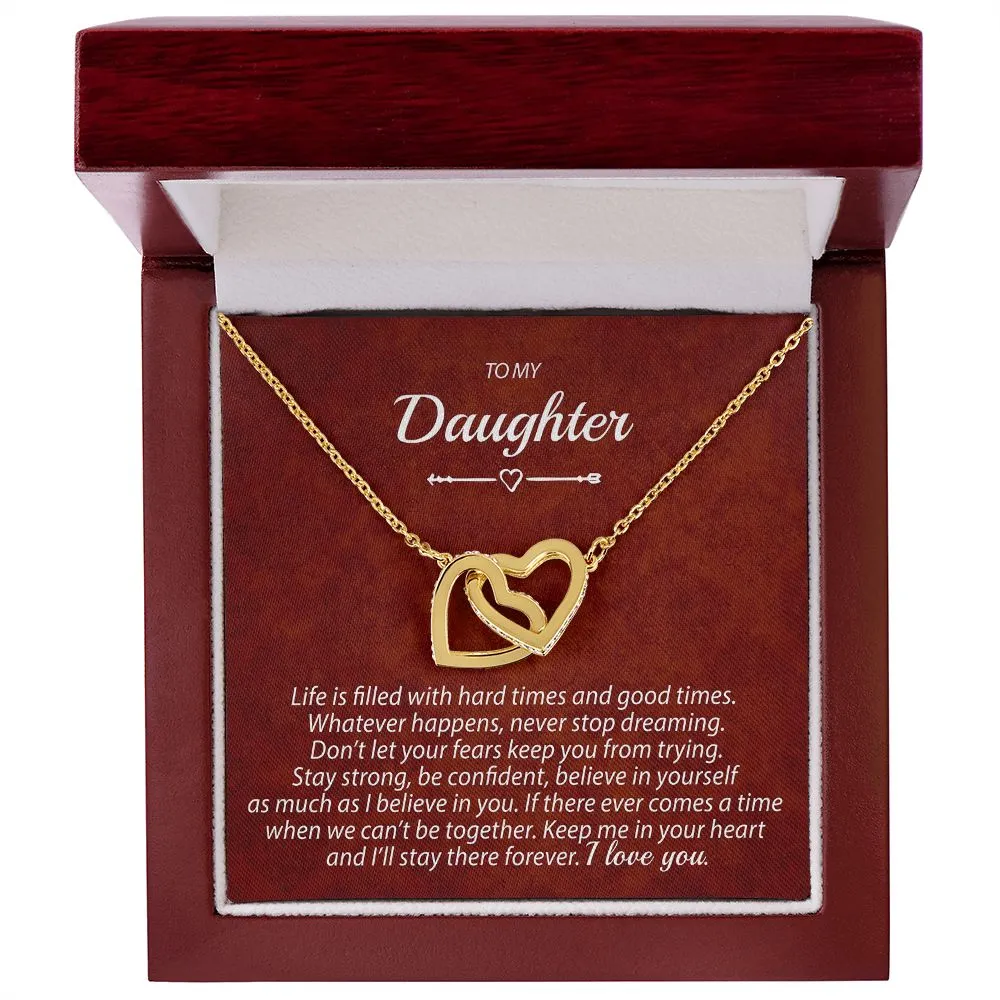 To My Daughter - Keep Me In Your Heart - Interlocking Hearts Necklace - IHNDaughterM001