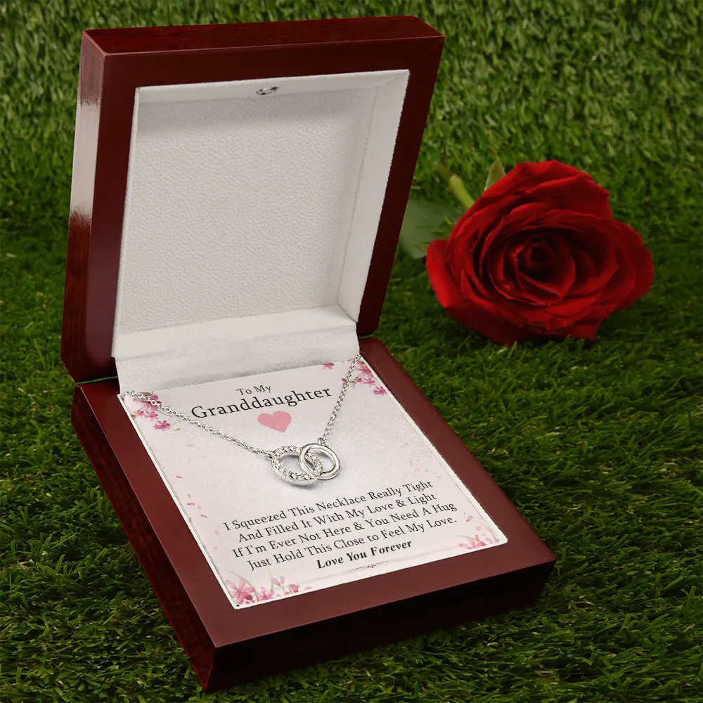 To My Granddaughter - Cherry Blossom Hugs | Beautiful 14k White Gold Locked Circles Necklace