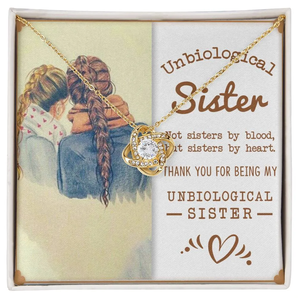 To My Unbiological Sister, Sisters By Heart - Love knot Necklace