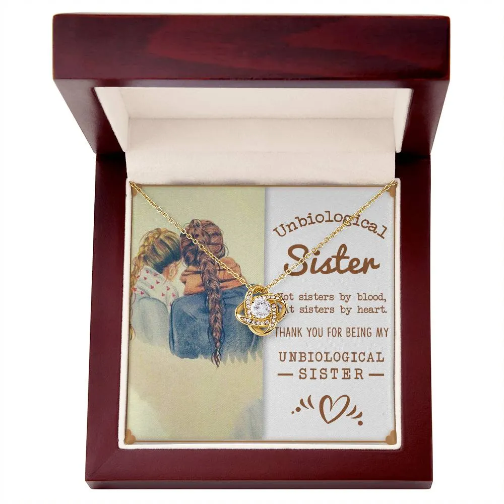 To My Unbiological Sister, Sisters By Heart - Love knot Necklace