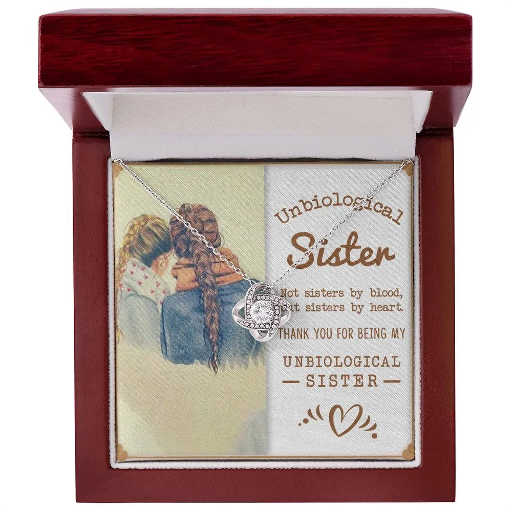 To My Unbiological Sister, Sisters By Heart - Love knot Necklace
