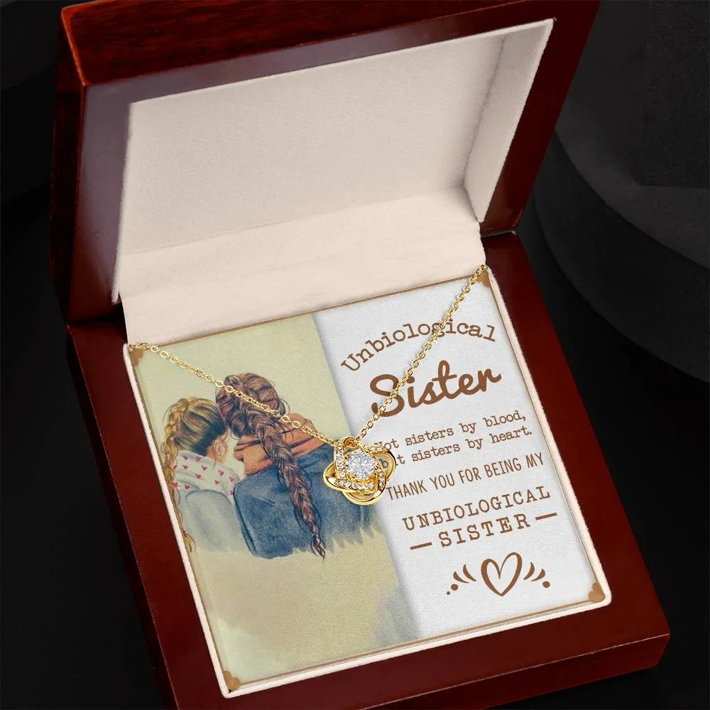 To My Unbiological Sister, Sisters By Heart - Love knot Necklace