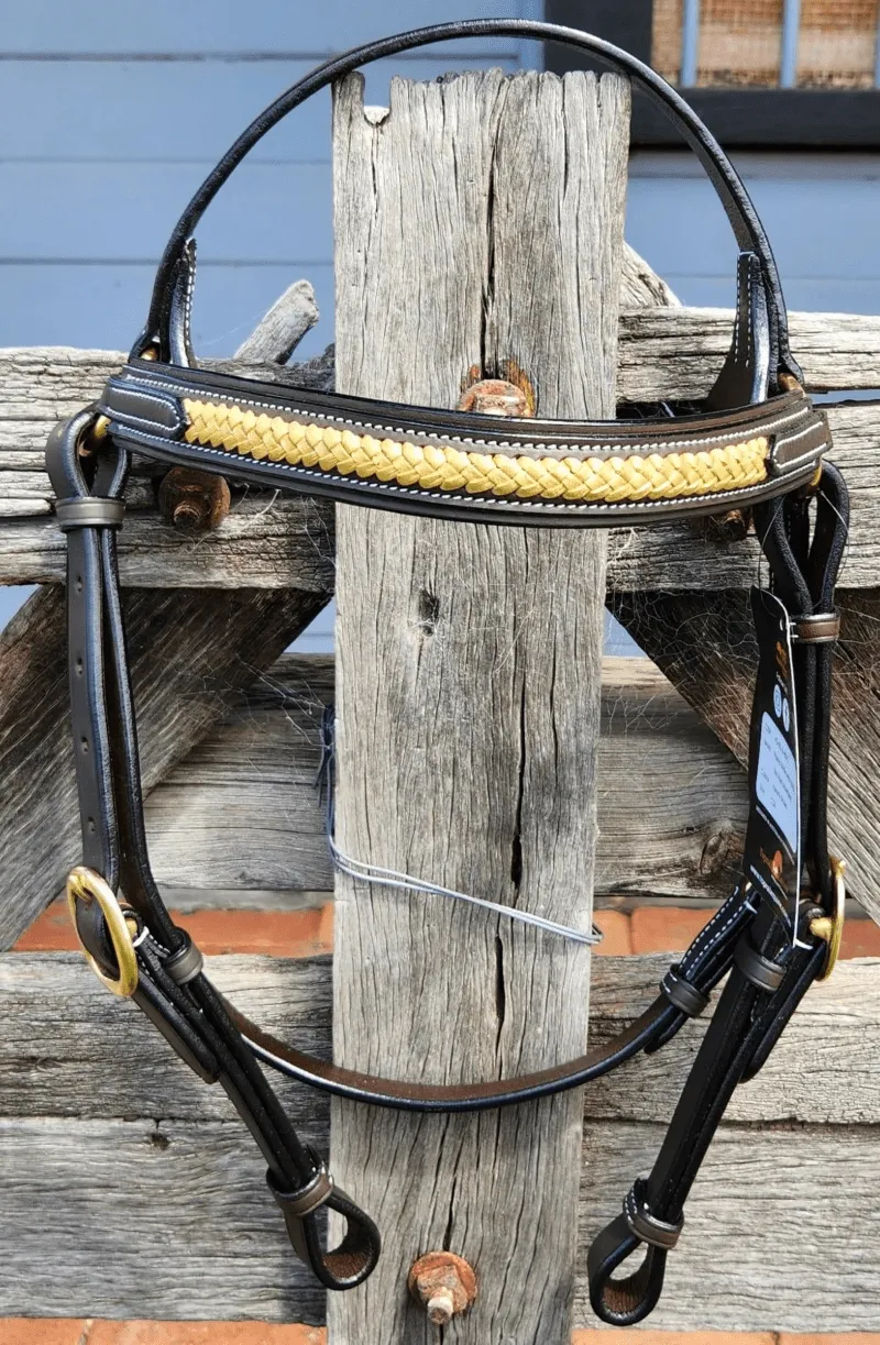 Toprail Leather Bridle Thin Browband Golden Tan