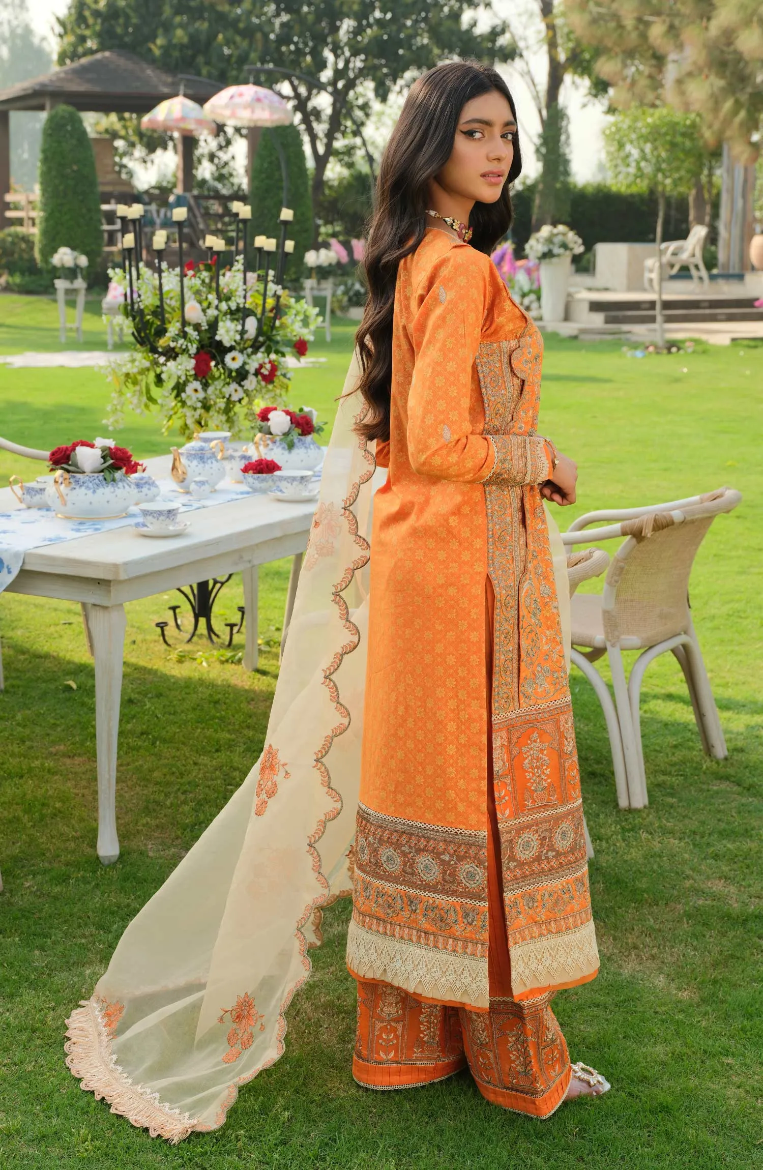 Traditional Orange Salwar Kameez Pakistani Eid Dress