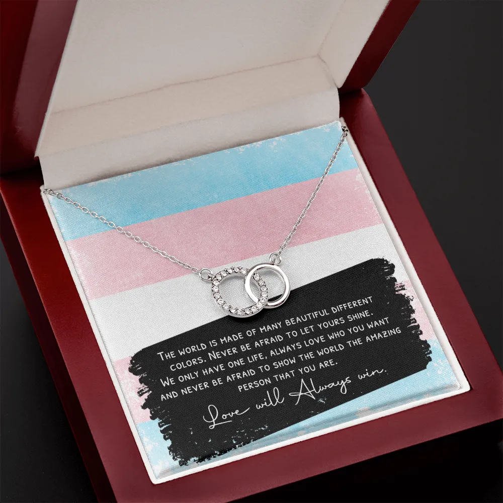 Transgender Flag Message Card Necklace Gift