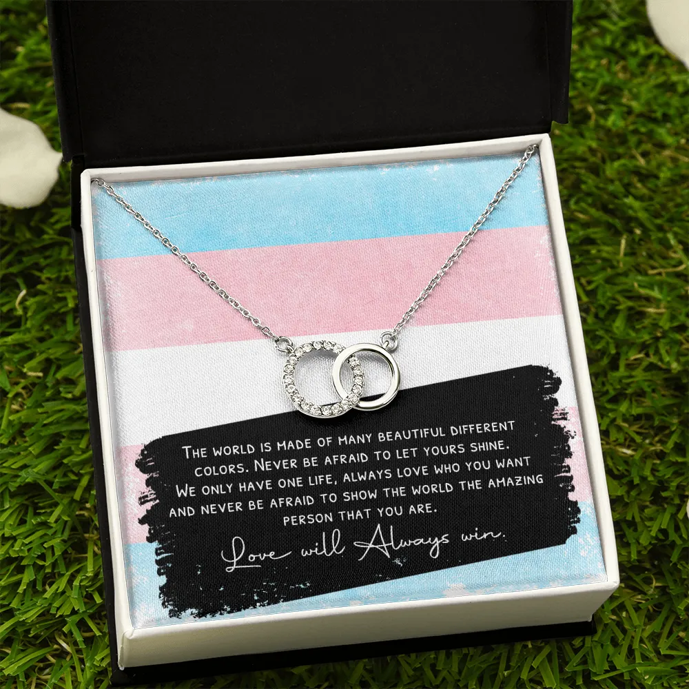 Transgender Flag Message Card Necklace Gift