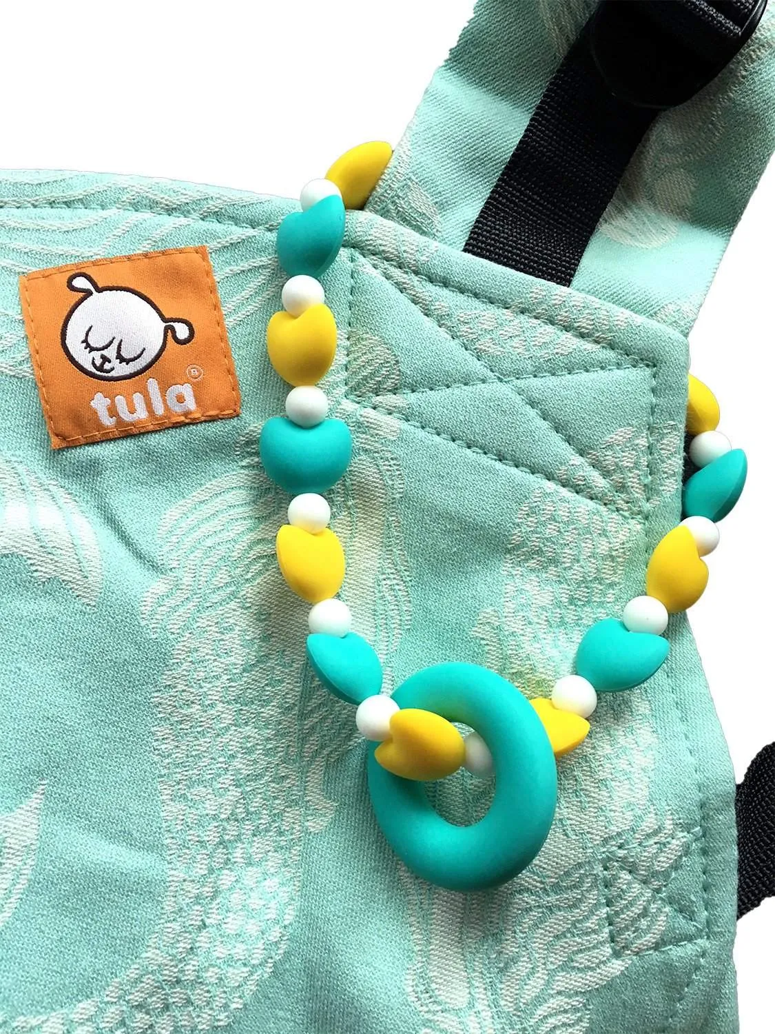 Turquoise Hearts Baby Carrier Teether Toy