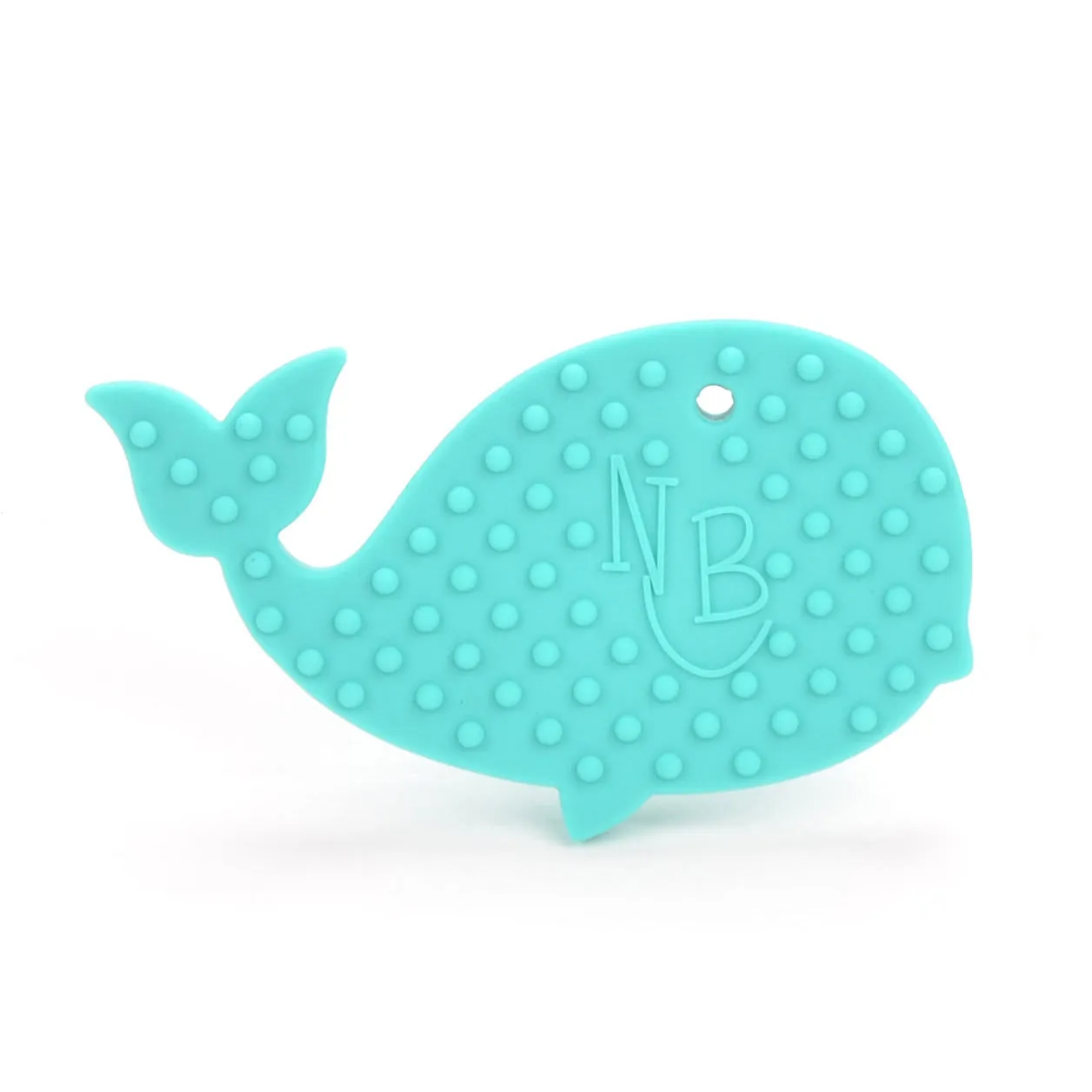 Turquoise Whale with Rainbow Beads Baby Carrier Teether Toy