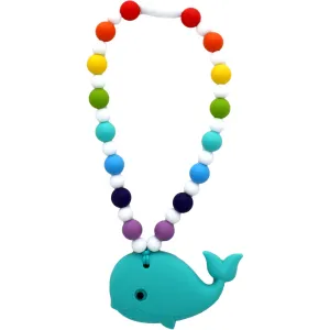 Turquoise Whale with Rainbow Beads Baby Carrier Teether Toy