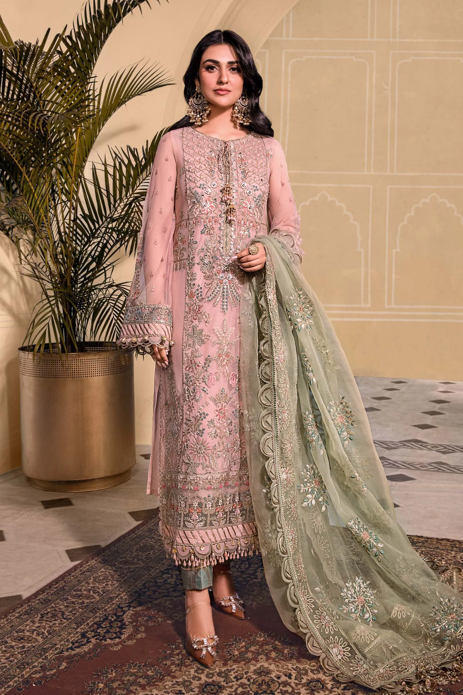 Unstitched MBROIDERED - Sea Green BD-2607 | Maria B Mbroidered Heritage Luxury Edition 2023 | Unstitched Embroidered Organza Suits