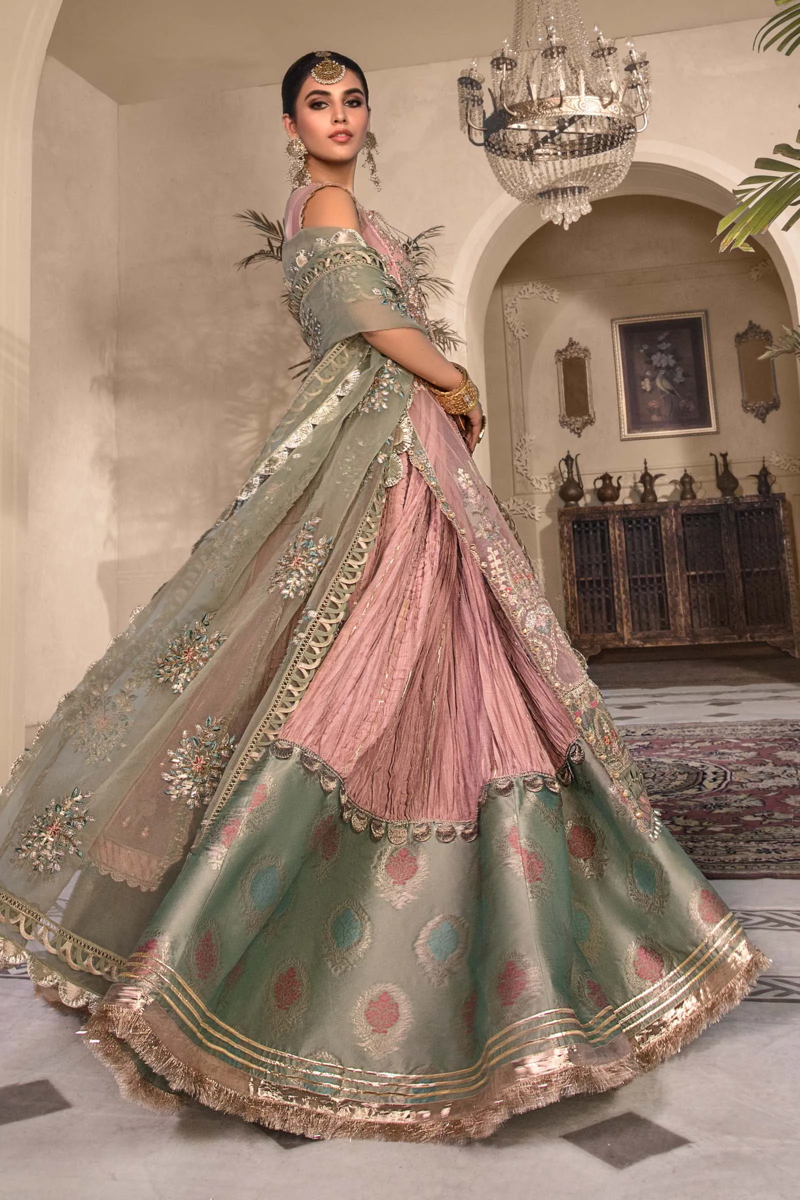 Unstitched MBROIDERED - Sea Green BD-2607 | Maria B Mbroidered Heritage Luxury Edition 2023 | Unstitched Embroidered Organza Suits
