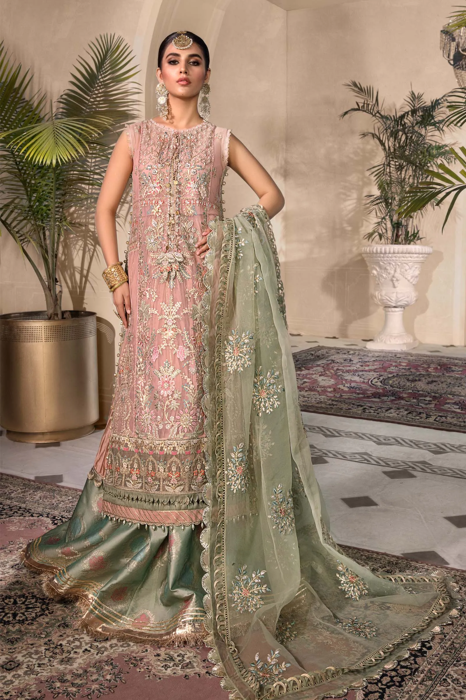 Unstitched MBROIDERED - Sea Green BD-2607 | Maria B Mbroidered Heritage Luxury Edition 2023 | Unstitched Embroidered Organza Suits