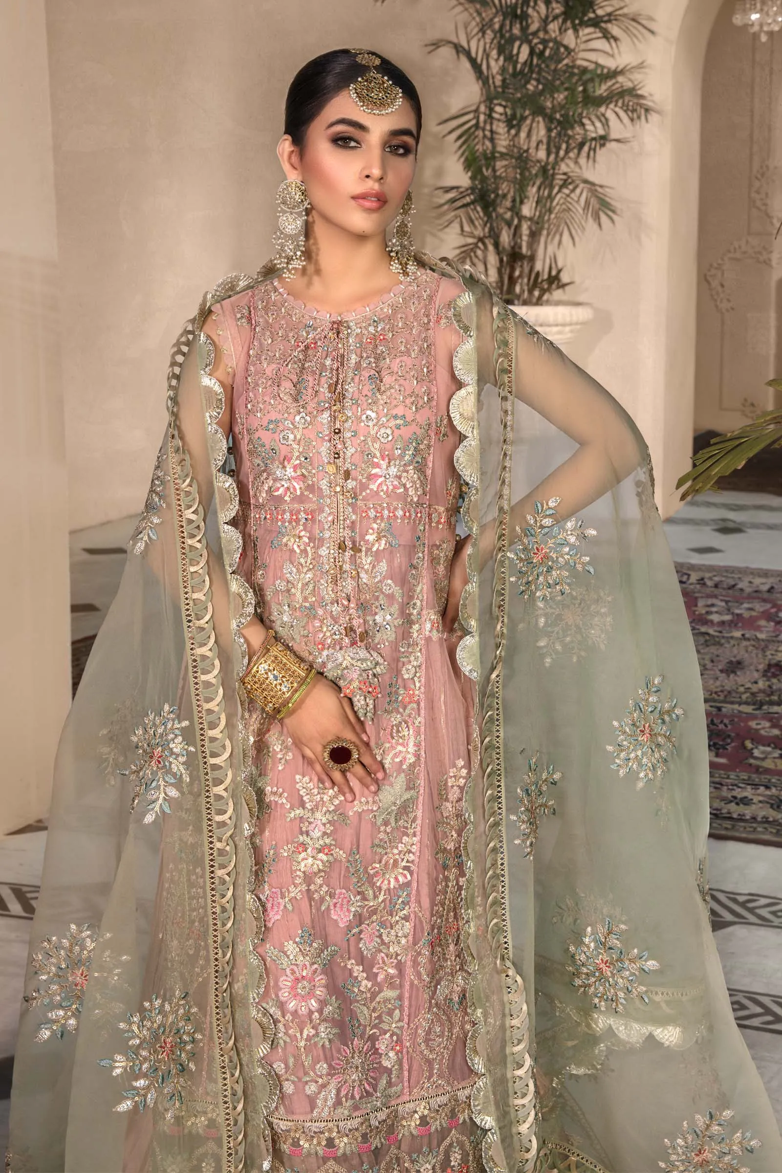 Unstitched MBROIDERED - Sea Green BD-2607 | Maria B Mbroidered Heritage Luxury Edition 2023 | Unstitched Embroidered Organza Suits