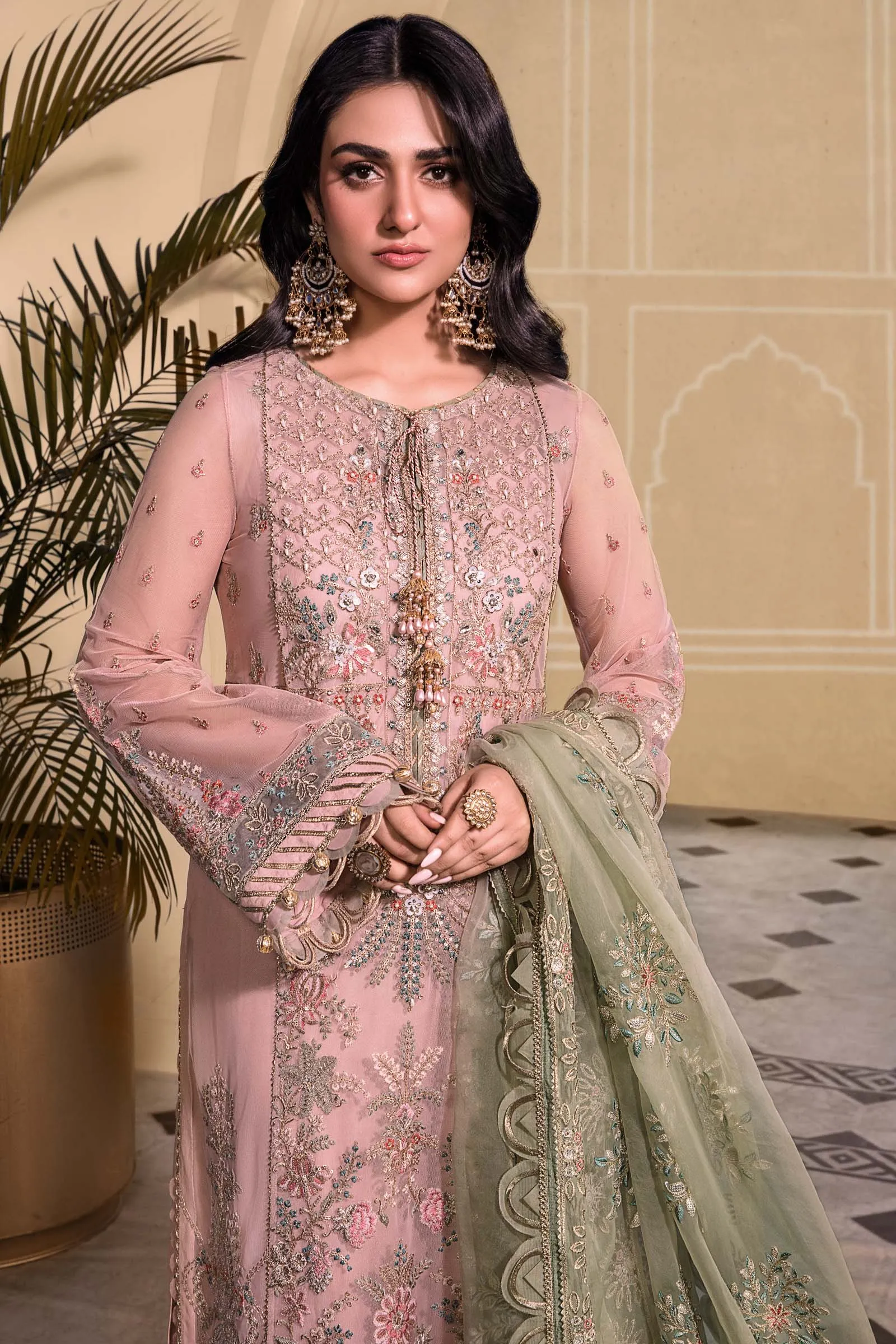 Unstitched MBROIDERED - Sea Green BD-2607 | Maria B Mbroidered Heritage Luxury Edition 2023 | Unstitched Embroidered Organza Suits