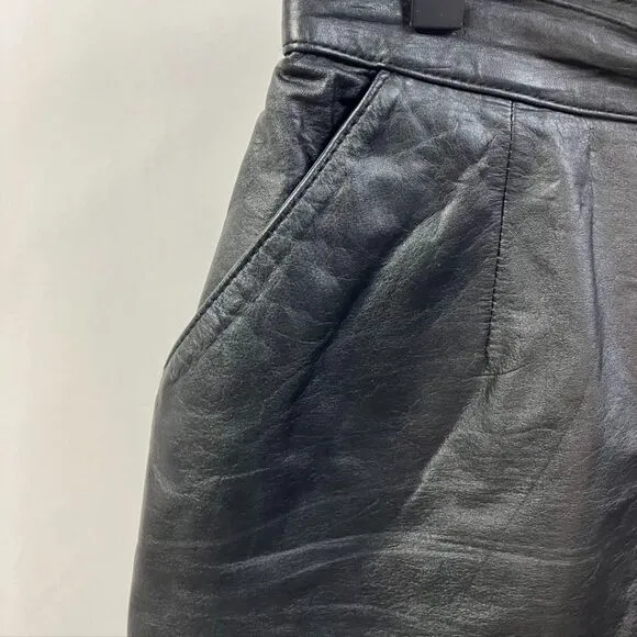 Vintage Adler Aviation Leather Mini Skirt Black Womens 7/8 Small Punk Rock