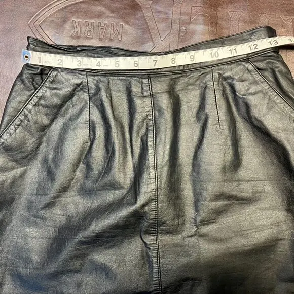 Vintage Adler Aviation Leather Mini Skirt Black Womens 7/8 Small Punk Rock