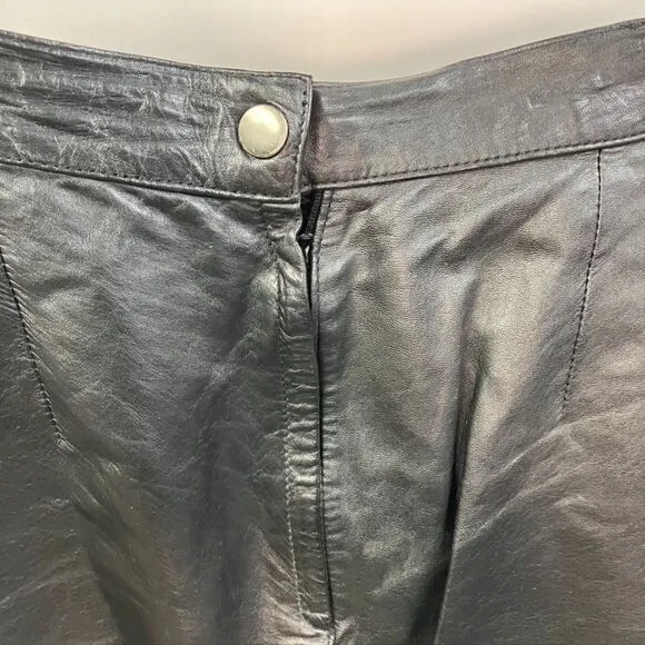 Vintage Adler Aviation Leather Mini Skirt Black Womens 7/8 Small Punk Rock