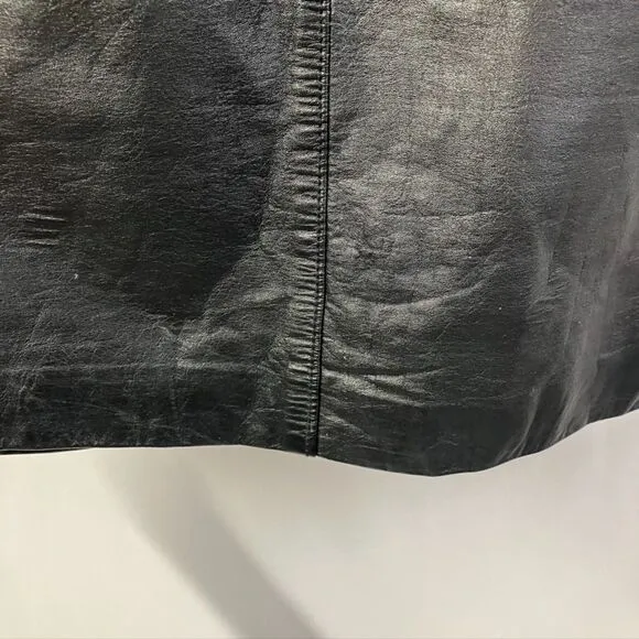 Vintage Adler Aviation Leather Mini Skirt Black Womens 7/8 Small Punk Rock