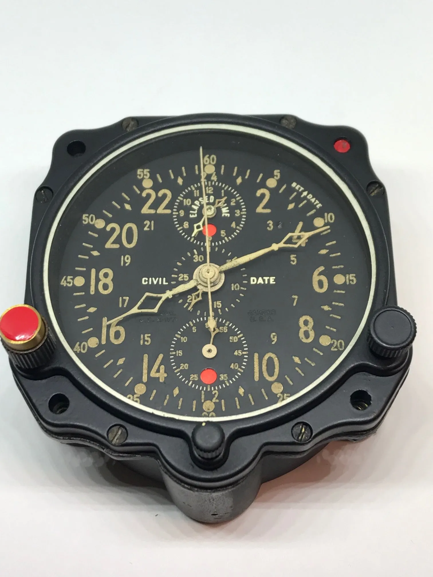 Vintage Jaeger LeCoultre Civil Date WW2 Aircraft Clock BU AERO US NAVY