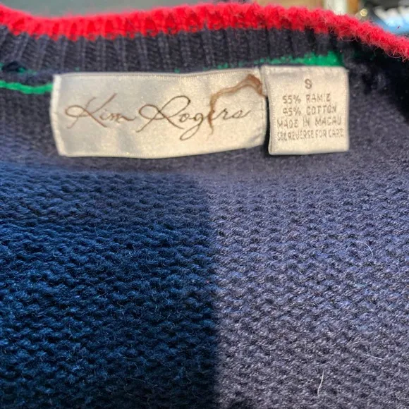 Vintage KIM ROGERS yacht capitan sweater cardigan ramie cotton sz s womens