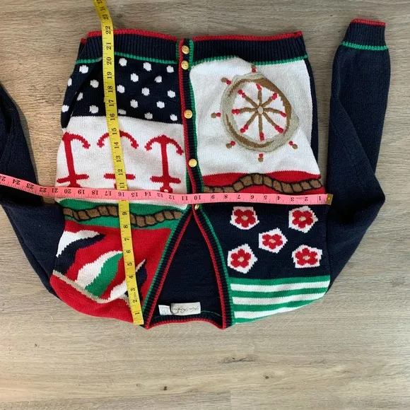 Vintage KIM ROGERS yacht capitan sweater cardigan ramie cotton sz s womens