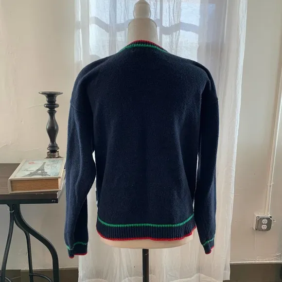 Vintage KIM ROGERS yacht capitan sweater cardigan ramie cotton sz s womens