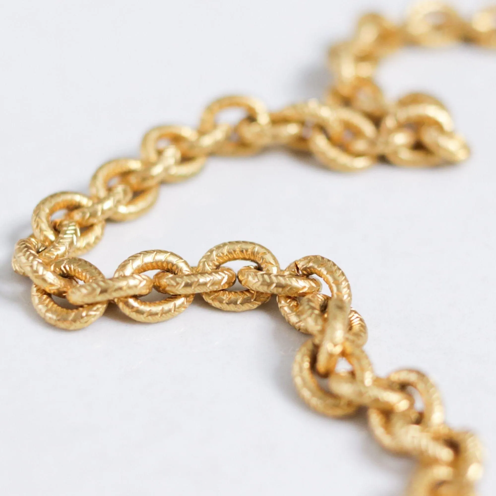 Vintage Leslie Block Long Gold Chain Necklace with Toggle Clasp