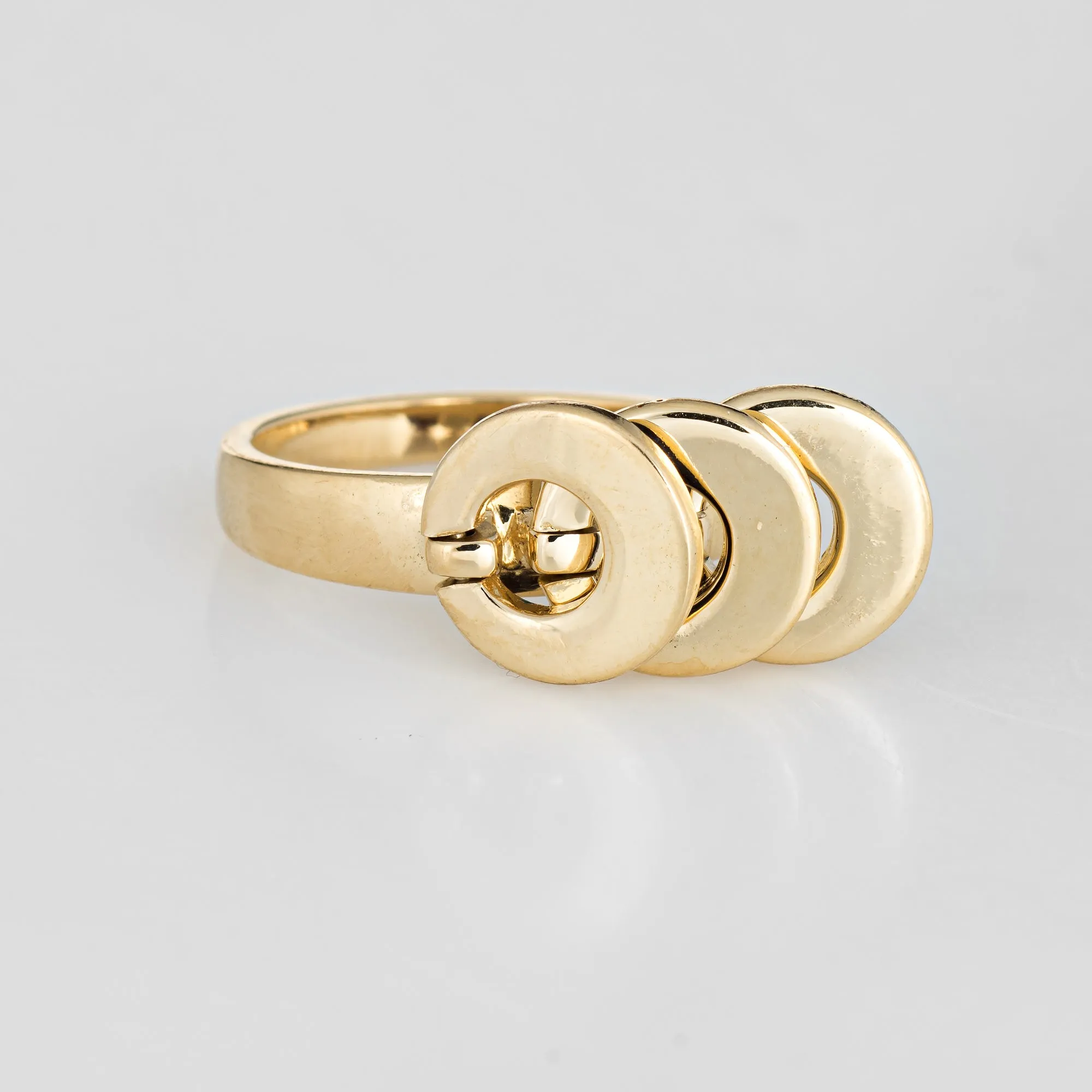 Vintage Nautical Charm Ring 18k Yellow Gold Red White Blue Enamel Tango Sz 6