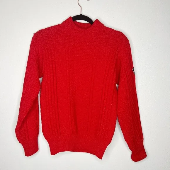 Vintage RollyGo Sweater Red 100% Wool Made in Italy Knit