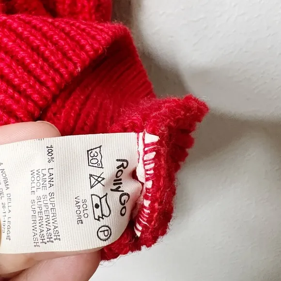Vintage RollyGo Sweater Red 100% Wool Made in Italy Knit