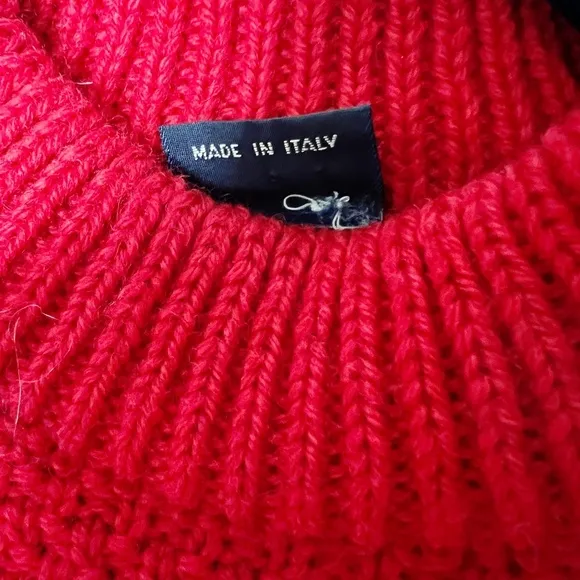 Vintage RollyGo Sweater Red 100% Wool Made in Italy Knit