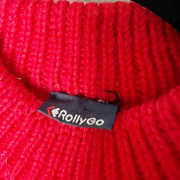Vintage RollyGo Sweater Red 100% Wool Made in Italy Knit