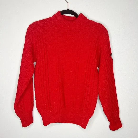 Vintage RollyGo Sweater Red 100% Wool Made in Italy Knit