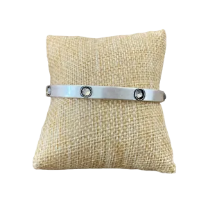 Vintage Silver Bangle with Crystals