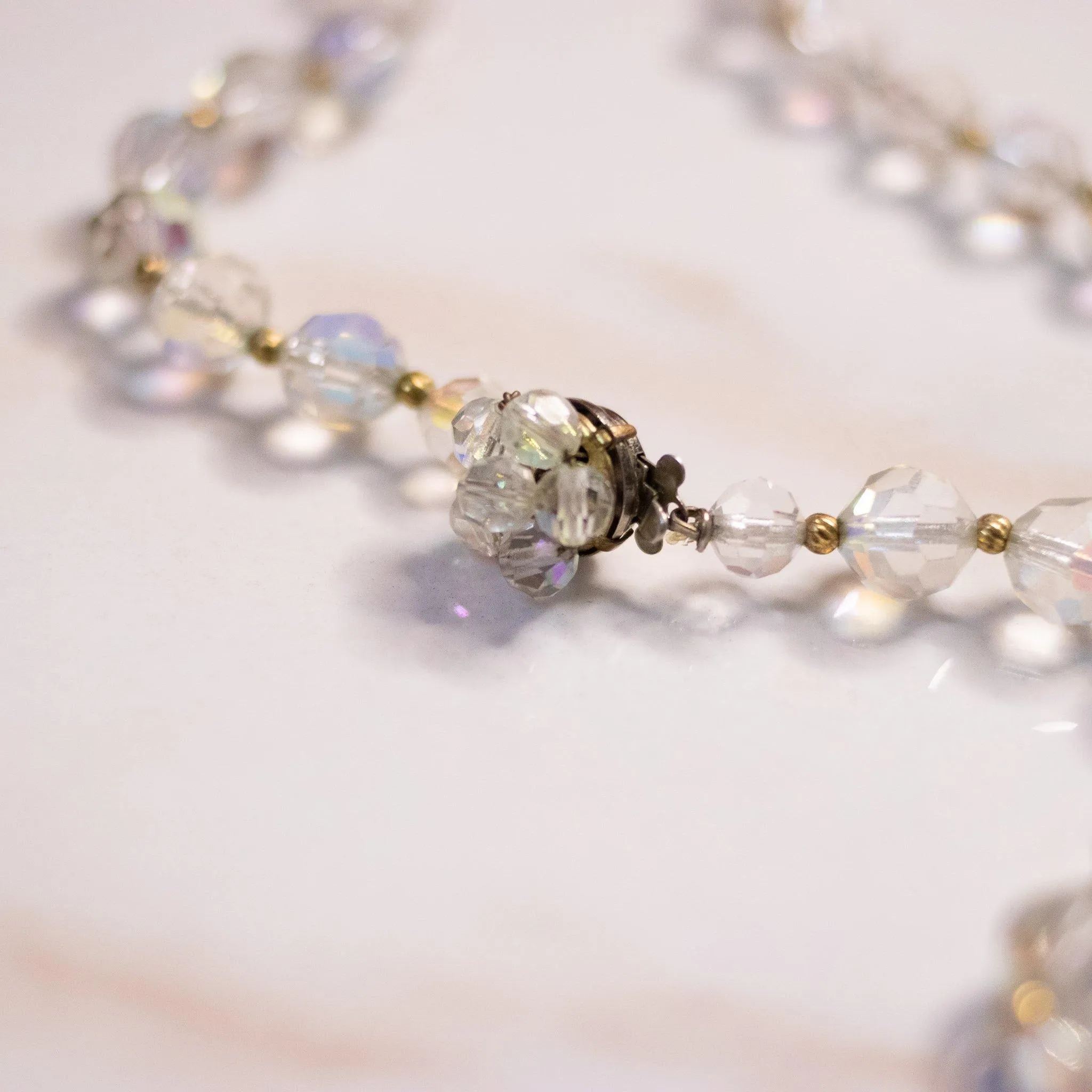 Vintage Single Strand Aurora Borealis with with Beaded Clasp
