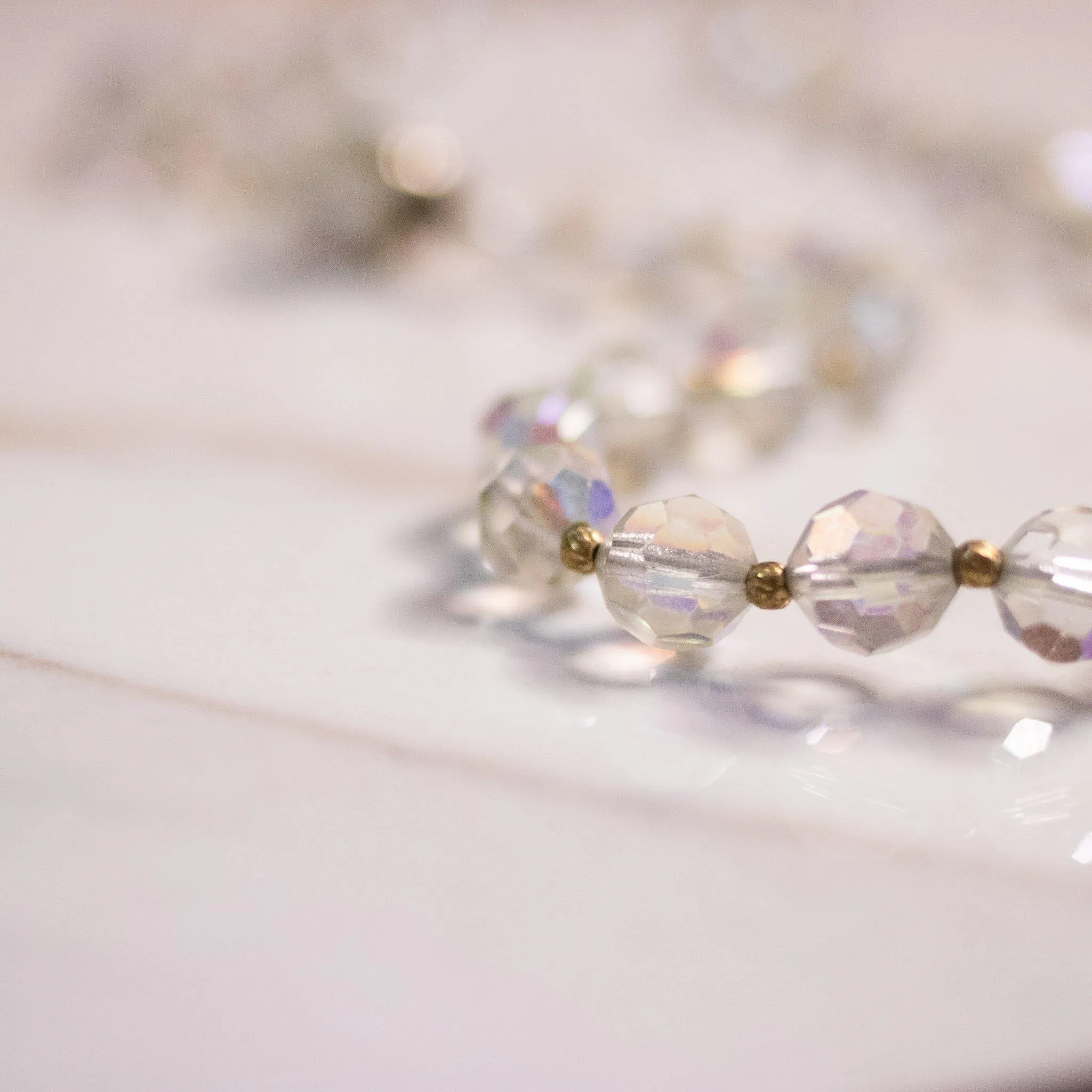 Vintage Single Strand Aurora Borealis with with Beaded Clasp