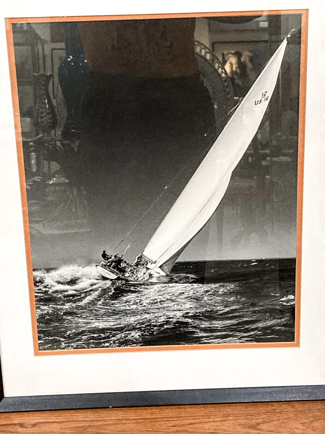 Vintage Stanley Rosenfeld Black & White Sailing Single Boat Framed Photograph