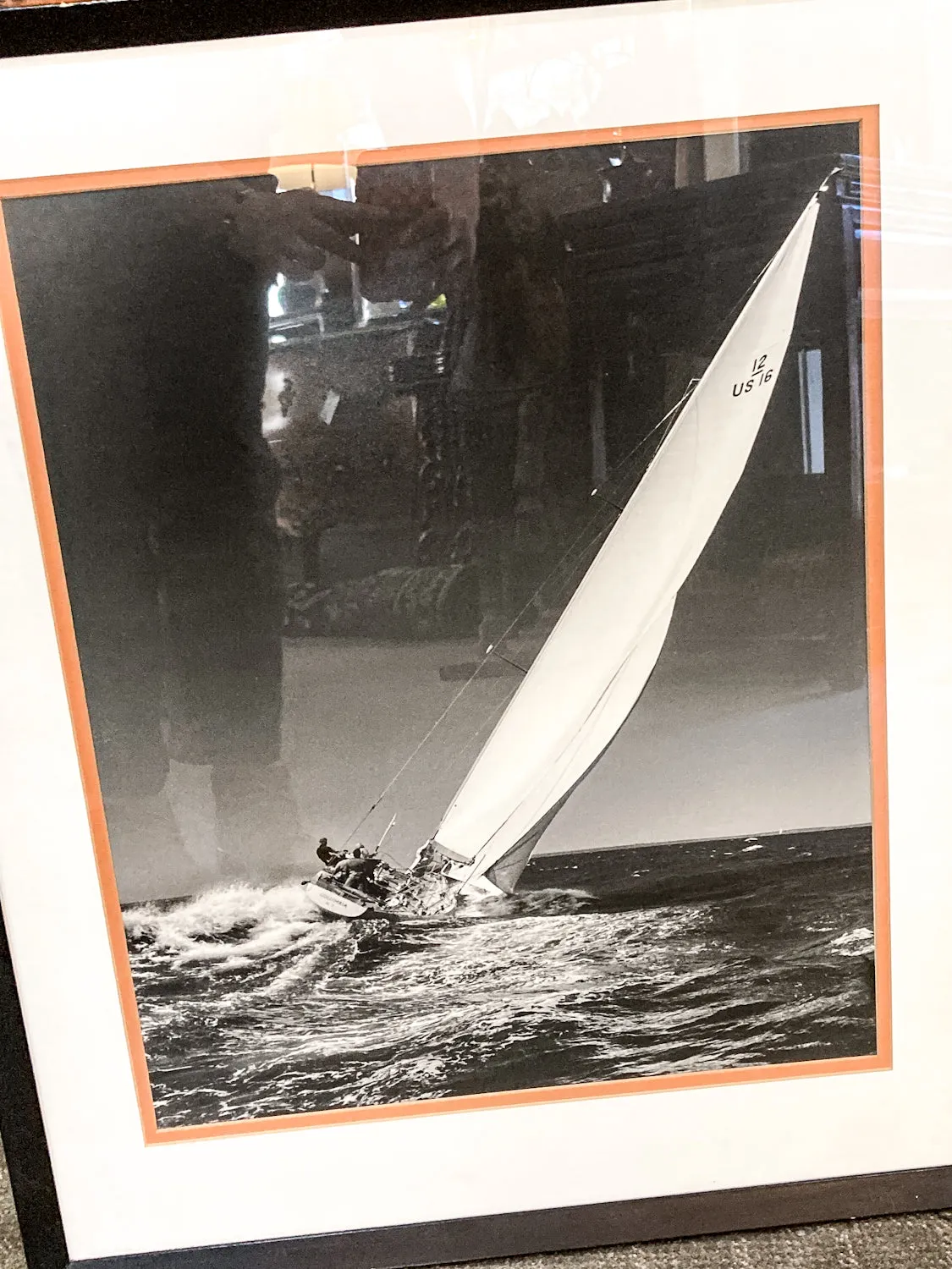 Vintage Stanley Rosenfeld Black & White Sailing Single Boat Framed Photograph