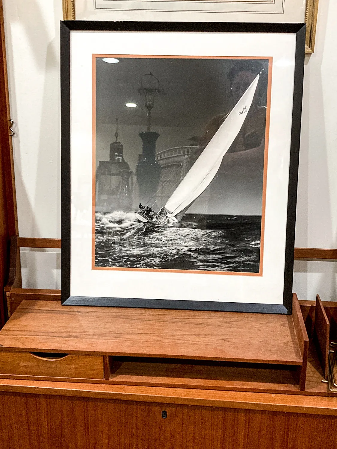 Vintage Stanley Rosenfeld Black & White Sailing Single Boat Framed Photograph